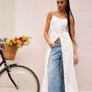 Free People Cream Button-Down Dress